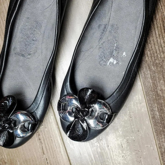 Stuart Weitzman Black Ballet Slip on Leather Flats Round Toe Women's Size 7.5M - Picture 2 of 12
